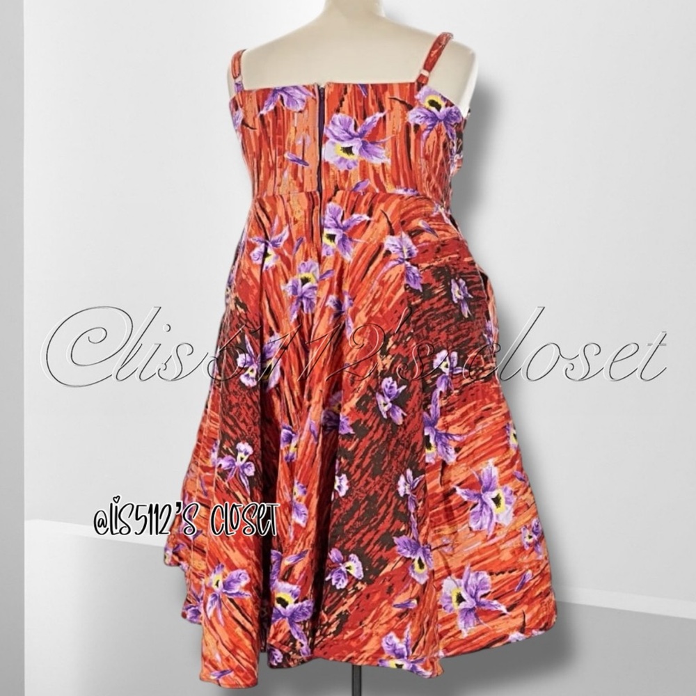 Pinup Couture Deadly Dames RARE Hawaiian Hideaway Orchid Print Swing Dress 4X - Picture 7 of 16
